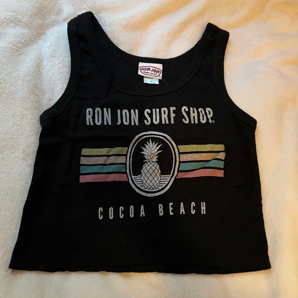 Ron Jon Black Tank Top Retro Surf Style